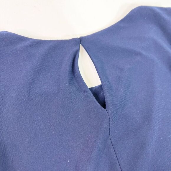 Lauren Ralph Lauren Shift Dress Women's 12 Blue & White 2-Tone Keyhole Back Mini - Picture 6 of 10